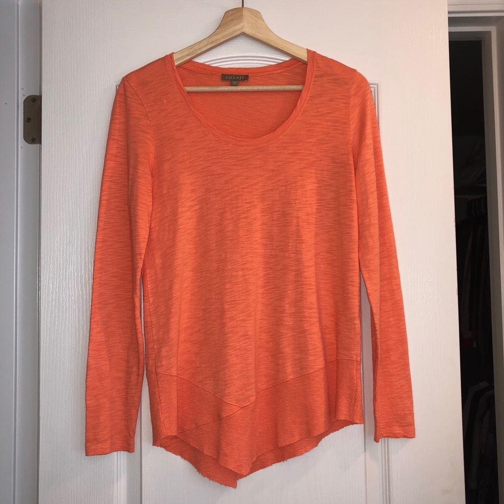 Lilla P Coral Diagonal Asymmetric Top w/Ribbed Hem